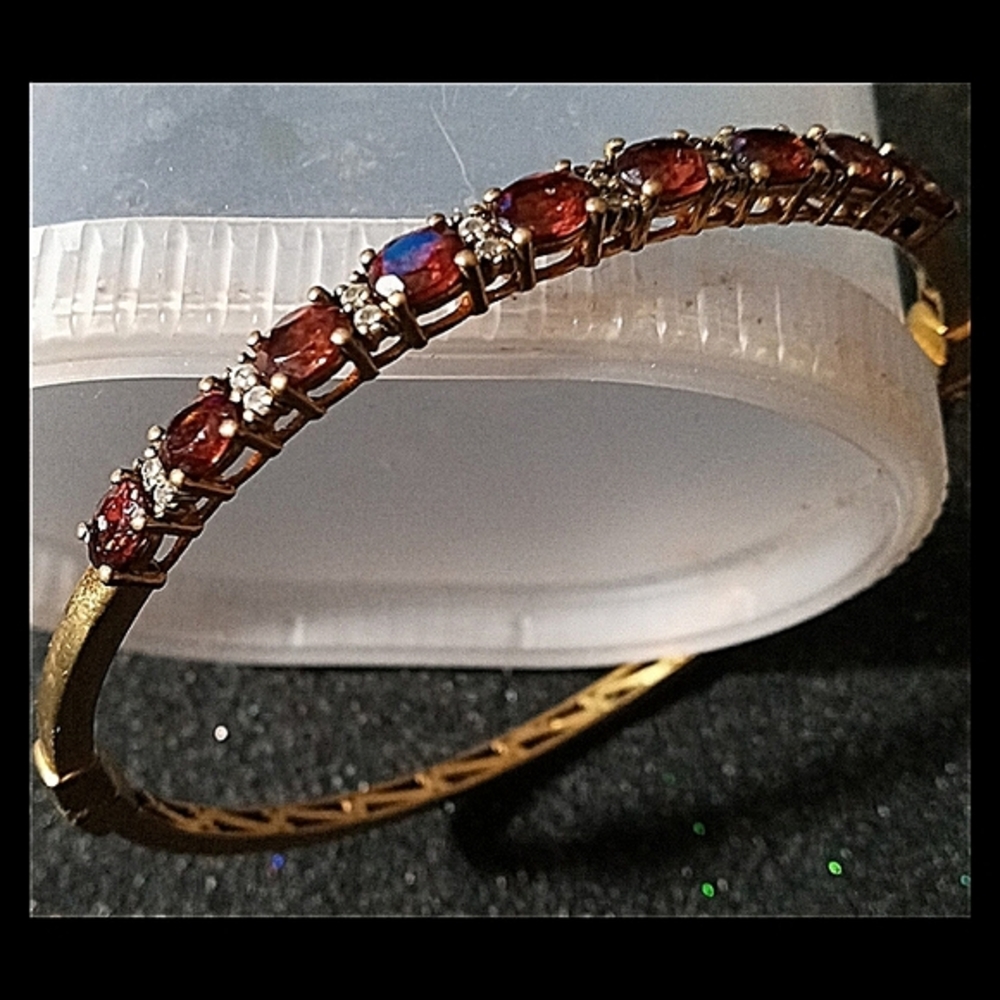 Garnet & White Topaz Bangle Bracelet